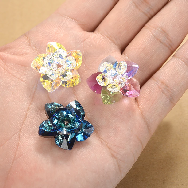 Original Crystals from Austria Flower Pendant Necklace For Women Silver Color Hearts DIY Collares Jewelry Lovers