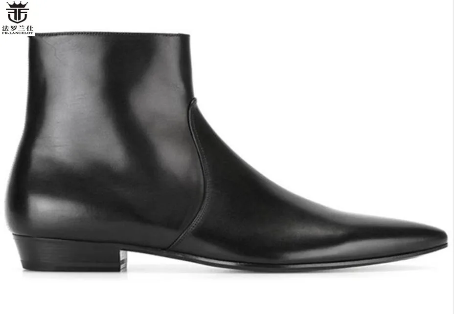 Fr. lancelot 2020 botas masculinas de couro de camurça, estilo britânico, couro legítimo tornozelo, cano alto com zíper