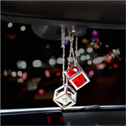 Car Pendant Crystals Rubik's Cube Car Charms Rear View Mirror Decoration Automobile Ornaments Hanging trims Interior Suspension