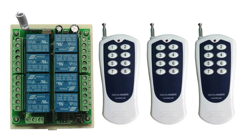 DC 2V 24V 8CH 8 CH Wireless Remote Control LED Light Switch Relay Output Radio RF Transmitter And 315/433 MHz Receiver