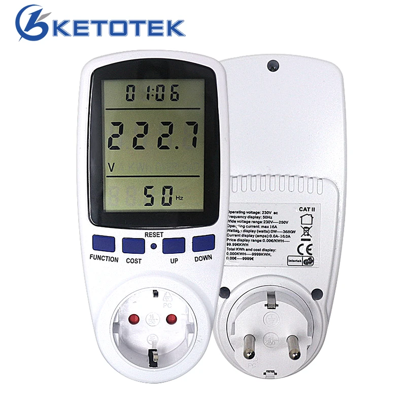 Power Energy Meter Digital Wattmeter KWh Watt Monitor Socket Analyzer Electrical Measuring Tools EU BR AC 230V-250V 110V-130V