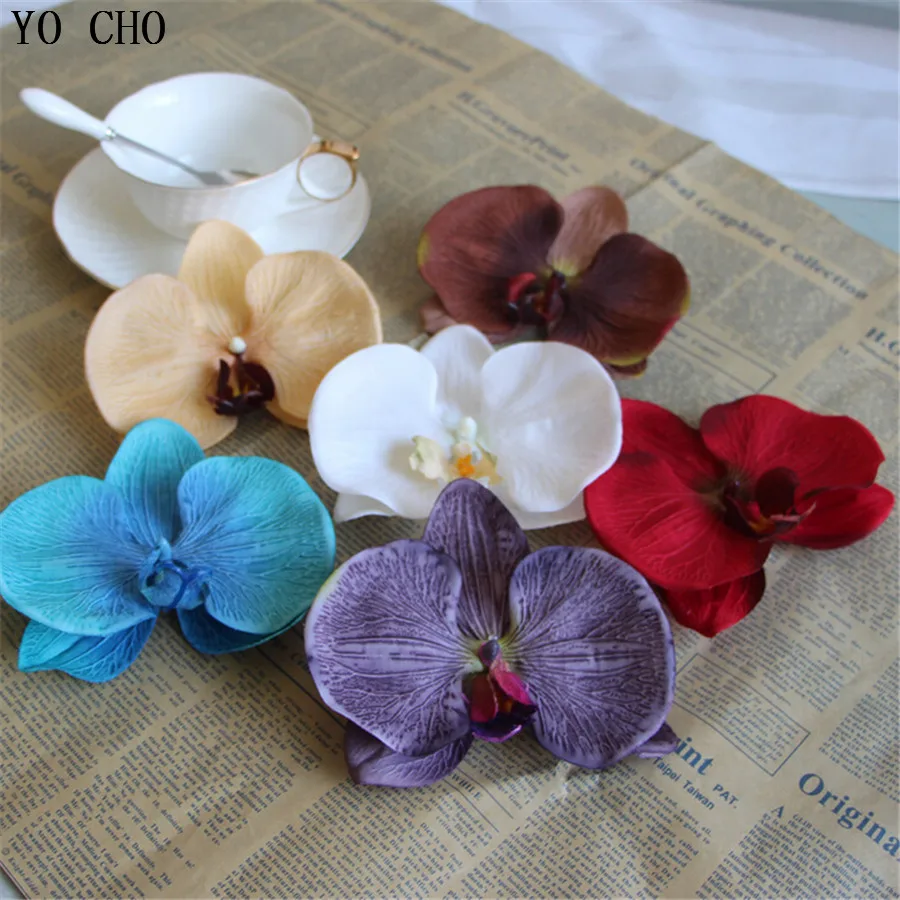 Silk orchid head  Artificial flowers  Butterfly orchid head  Wedding flower  Headdress  Corsage decoration  DIY