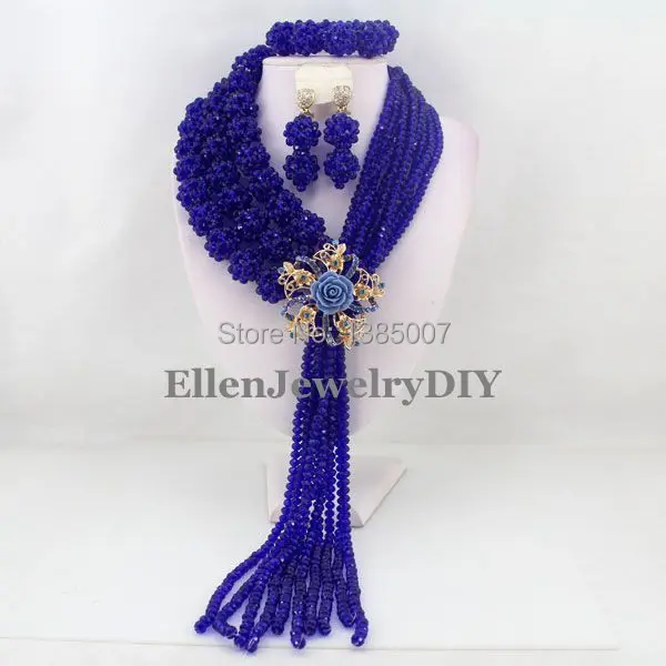 

Royal Blue African Beads Jewelry Set Crystal Beads Necklace Set African Jewelry Set Crystal Jewelry Set Free Shipping W6230