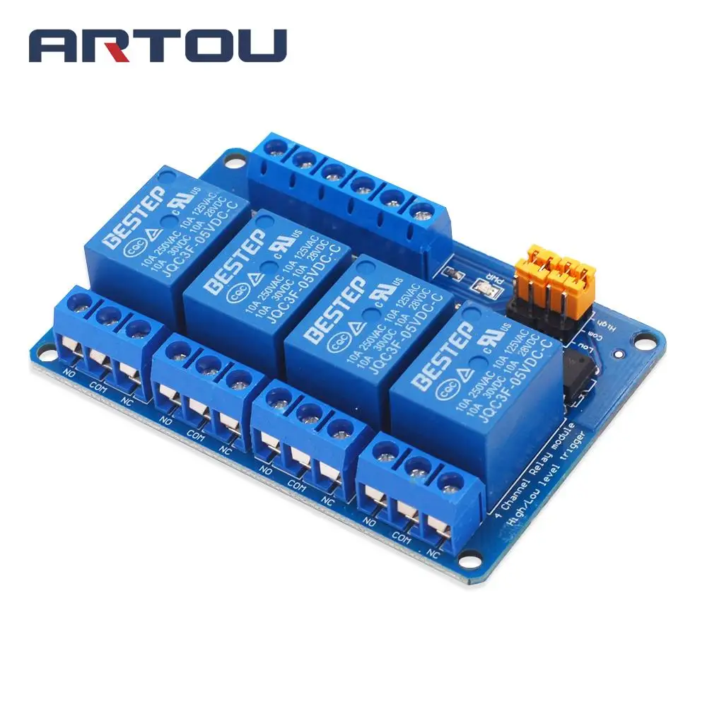 3.3V 5V 12V 24V 4 Channel Relay Module High and low Level Trigger Dual Optocoupler Isolation Relay Module