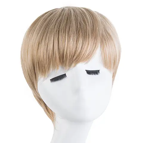 Peluca de Cosplay fei-show sintética resistente al calor, fibra corta ondulada, pelo rubio, hombre, postizo negro/marrón/Burdeos/marrón claro