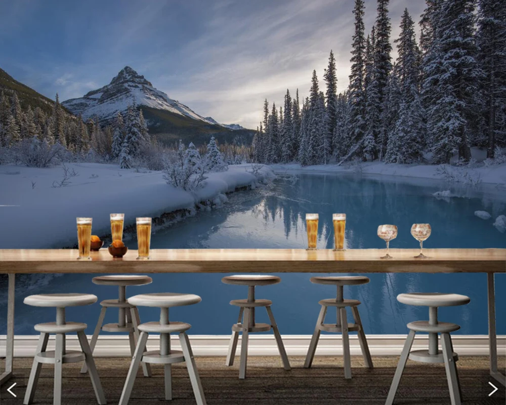

Canada Parks Winter Mountains River nature photo wallpaper mural papel de parede for living room sofa TV wall bedroomn cafe bar