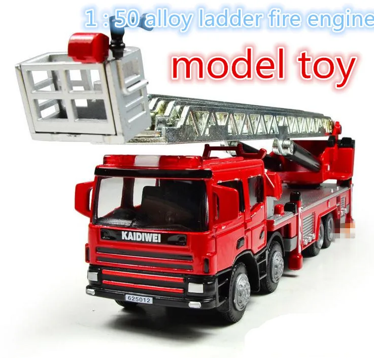 Free shipping ! 2014 super cool ! 1 : 50 alloy slide ladder fire engine model toy, Baby educational toys