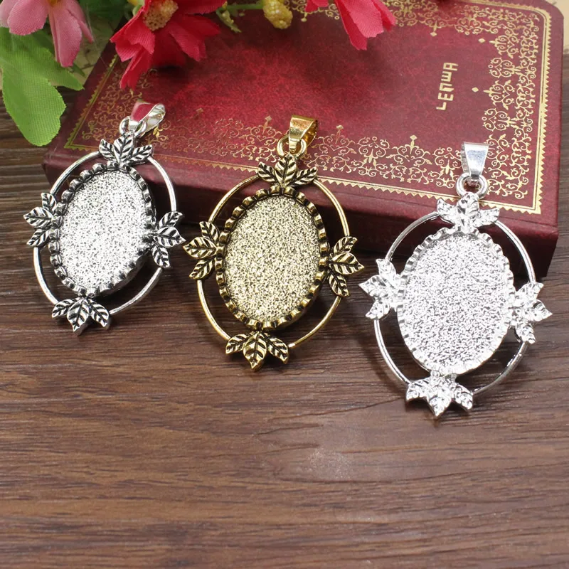 Onebeading Fit 18x25mm 타원형 카보 숑 프레임 베젤 설정 DIY 팔찌 용 빈 트레이 5pcs K05422 만들기