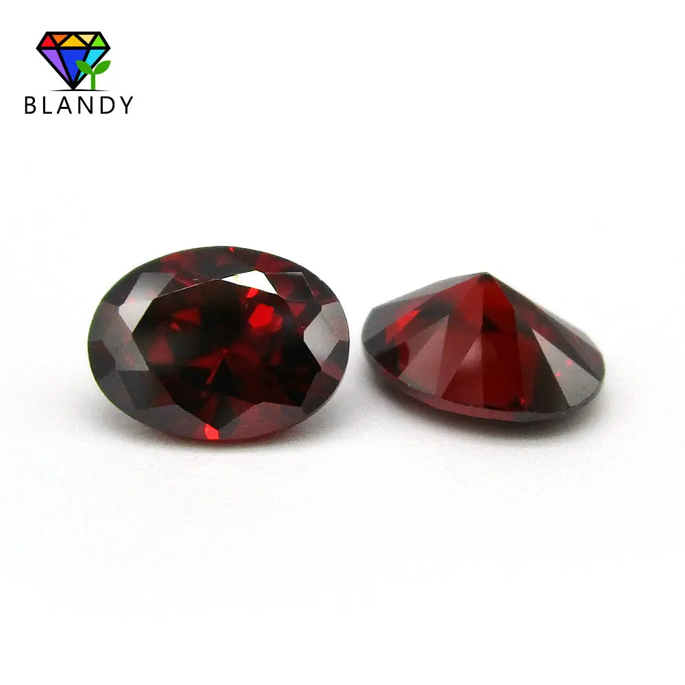 Free Shipping 2x3~13x18mm 5A Oval Shape Garnet Cubic Zirconia Stone Machine Cut AAAAA Loose CZ Stones Synthetic Gems For Sale