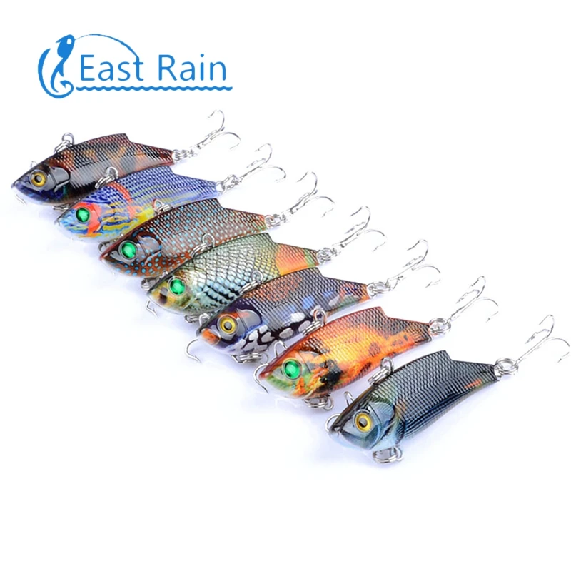 East Rain 5.5cm 9.4g 7pcs Painted All Range Freshwater Saltwater Fishing Lure Sinking VIB Artificial Hard Bait