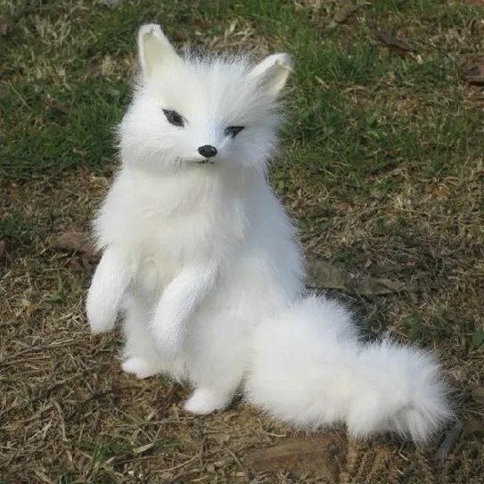 Simulation fox look-out fox gaze afar 15x12cm white fox polyethylene & furs handicraft,ornaments decoration toy d0136