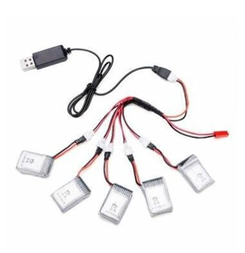 5 PCS H107L3.7V 240mAh Li-Po Battery + Charging Cable + USB Cable Helicopter Set for Hubsan H107 H107L U816 U816A V202 V252