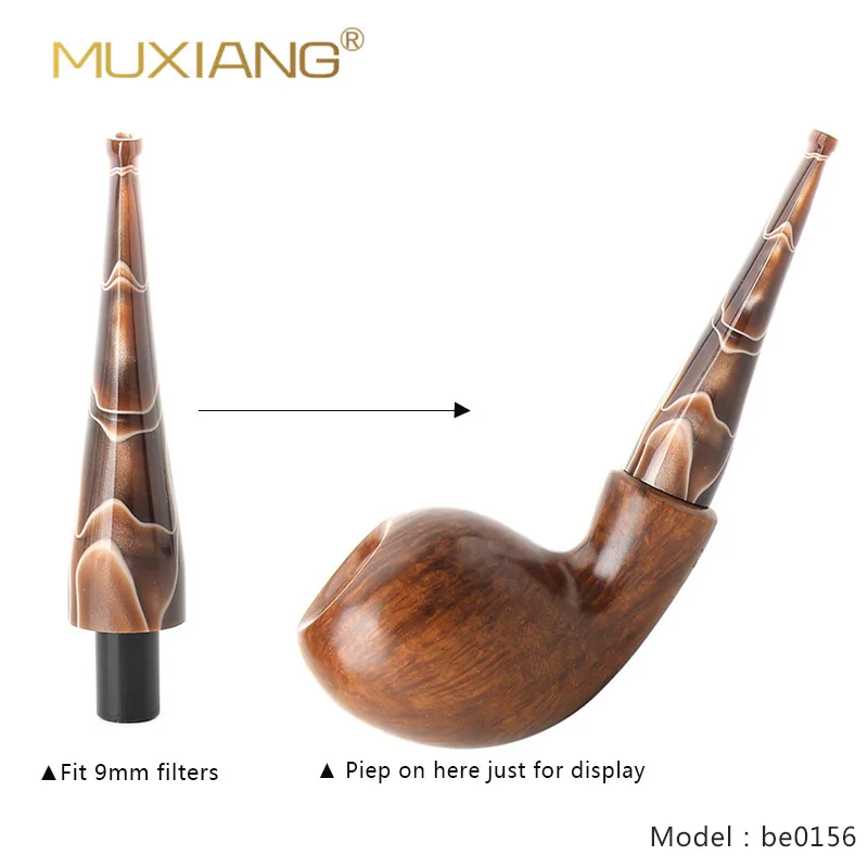 RU-MUXIANG  Coffee Color Acrylic Pipe Mouthpiece Specialized Mouthpiece 3mm/9mm Filter Smoking pipe accessories be0155-be0158