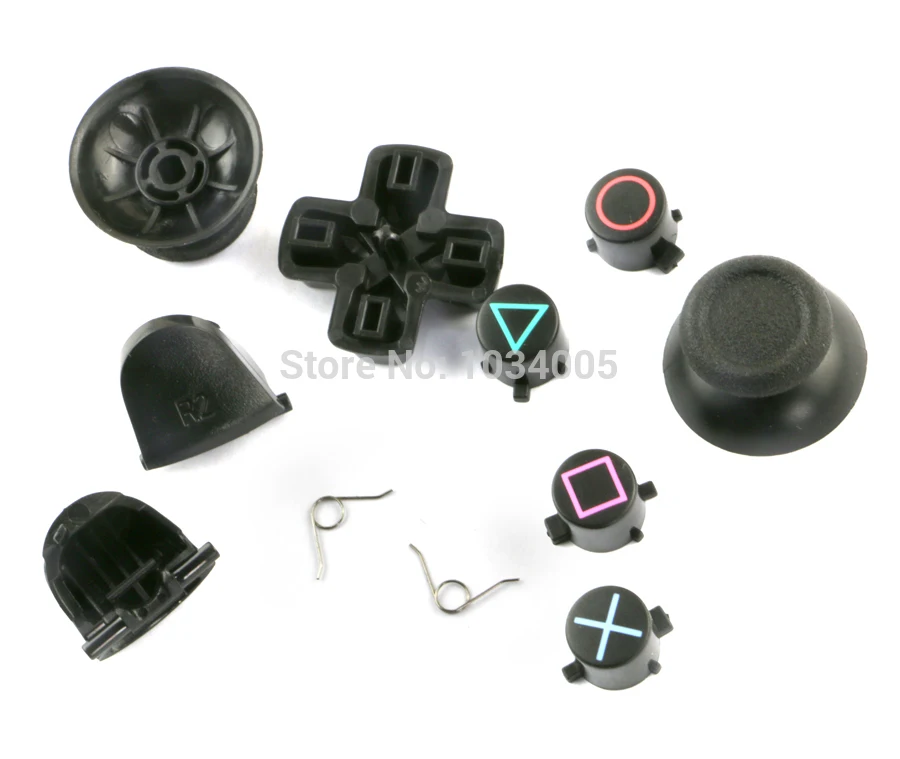 30sets/lot Black 3D joystick analog cap L2 R2 L1 R1 with Spring D pad Buttons set for PS4 controller