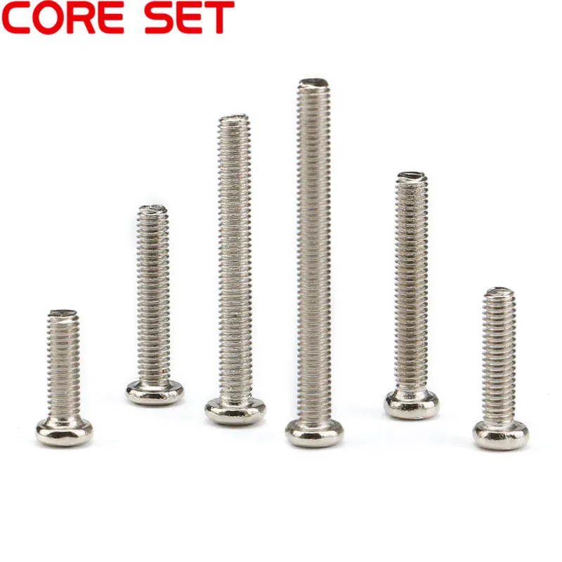 100Pcs PM2/3 M2 M3 ISO7045 DIN7985 GB818 Nickel Plated Cross Recessed Round Pan Head PM Screws Phillips Screws