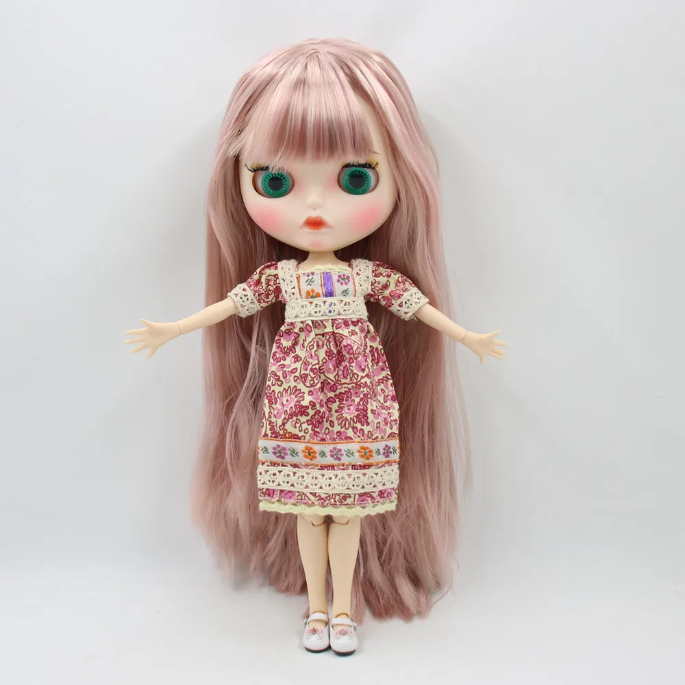 ICY DBS Blyth Doll 1/6 BJD nude joint body white skin pink mixed color long straight hair and matte face BL60228800