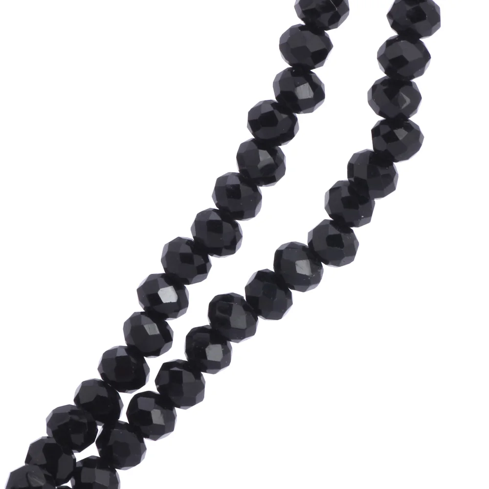 OlingArt 3/4/6/8/10mm Round Glass Beads Rondelle Austria faceted  crystal  Lake  black&jet color Loose bead DIY Jewelry Making