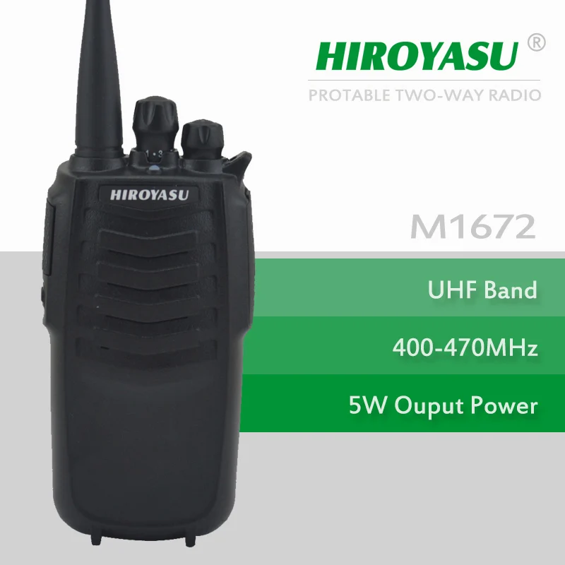 walkie Talkie HIROYASU M1672 UHF 400-470MHz 5Watts 16Channels Portable Two-Way Radio