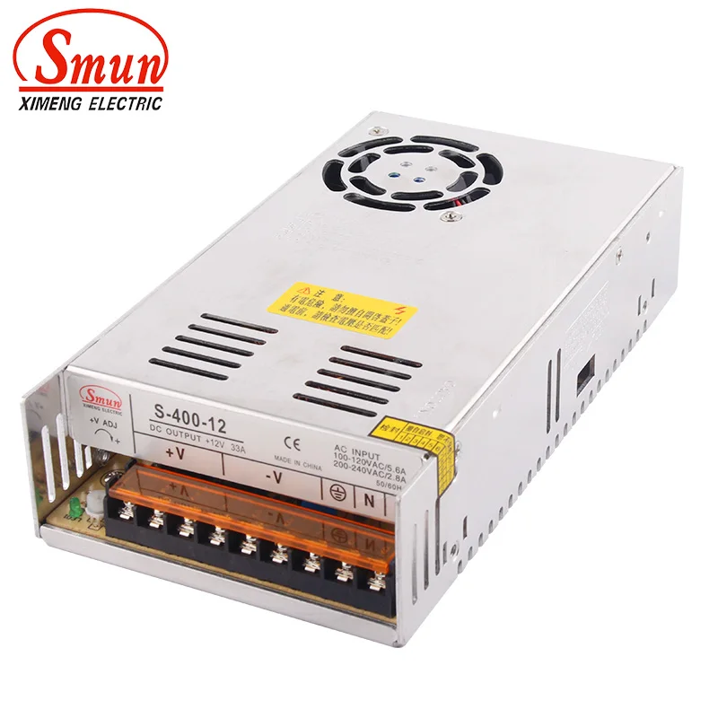 SMUN S-400-12 Switching Power Supply 400W 12V 33A Non-Waterproof LED Driver SMPS