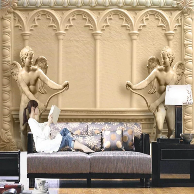 

beibehang Wallpaper Mural Wall Sticker European Style Little Angel TV Wall papel de parede wallpaper for walls 3 d