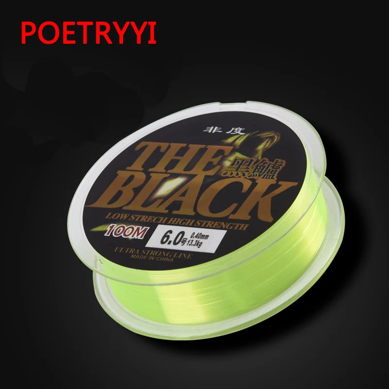 

POETRYYI 100M nylon fluorescent green fishing line Super strong Japanese raw silk fishing line pesca 30