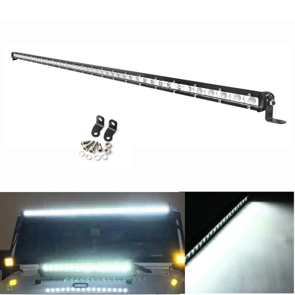 

50Inch Straight Slim 144W Led Light Bar Single Row External Waterproof Driving Offroad Lamp For Jeep Truck SUV ATV 4WD Trucks