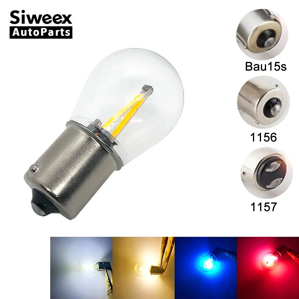 1X1156 BA15S 1157 BAY15D BAU15S CAR LED 2 COB Żarówka kierunkowskazu Żarówki tylne Światło cofania 12V DC Biały Ciepły Biały