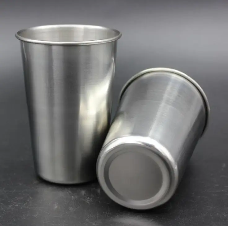 100pcs/lot 500ML Stainless Steel Cups 16oz Tumbler Pint Glasses Metal Cups Hand Beer Cup Drinking Accessories SN1321