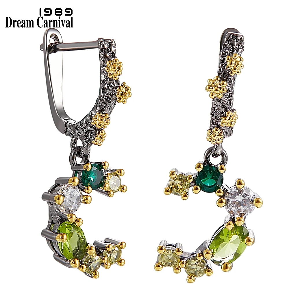 DreamCarnival1989 Top Brand Quality Earrings for Women Wedding Engagement Party Green Tone Colors Zircons Jewelry WE3948