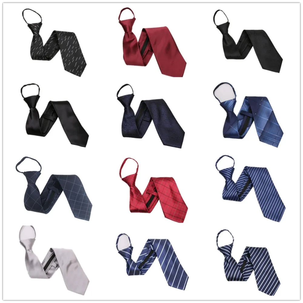 

HOOYI Mens Easy Tie Zipper Stripe Business Tied Necktie