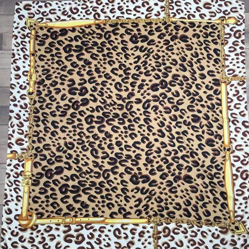 

new woman Fashion silk Scarf flower Leopard print 130*130 big Square scarf Decoration wife Gift headscarf high quality Shawl