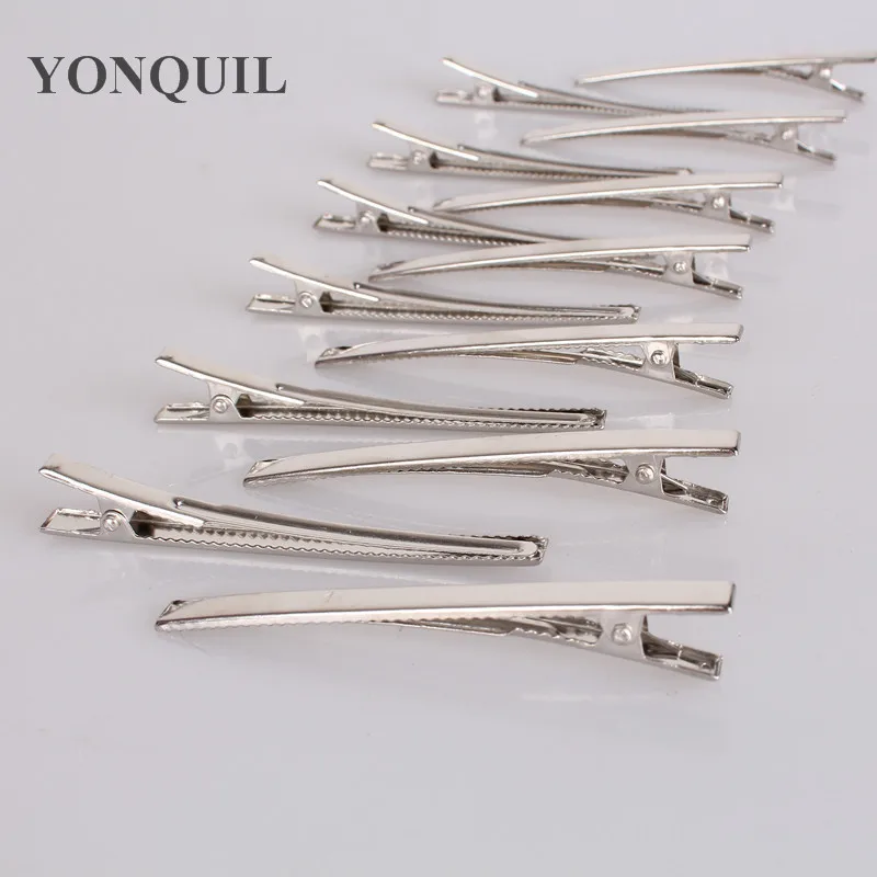 High quality 80mm Silver tone hair clips Single Prong alligator clip teeth clips handwork DIY craft hair accessory 100pcs/lot