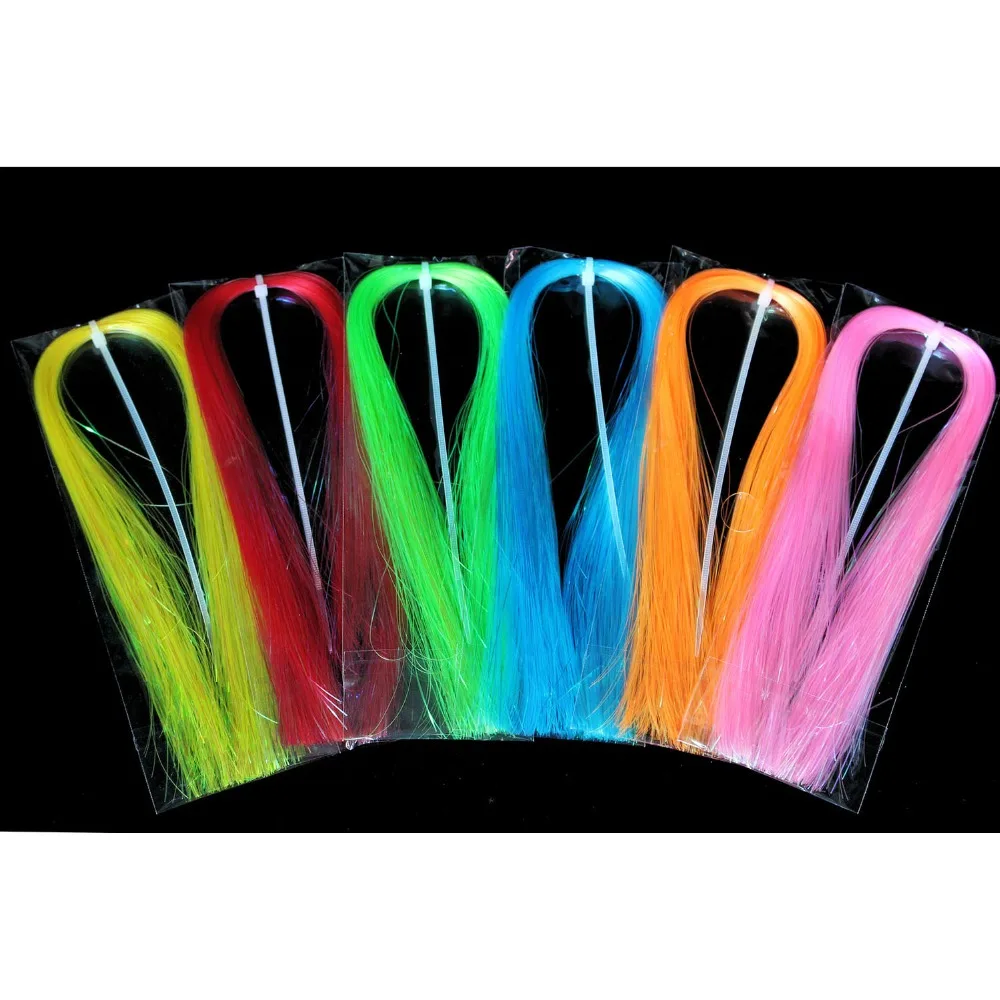 

Tigofly 6 assorted colors Fluorescent UV Flashabou 0.36mm Width Tinsel Flash Crystal Flash Fly Fishing Tying Materials