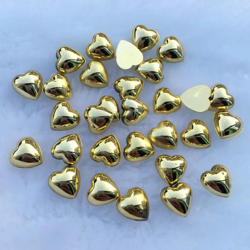 Glitters 30pcs 10mm nail Heart-shaped nail art decoration nail sticker golden silver nail tool -S91