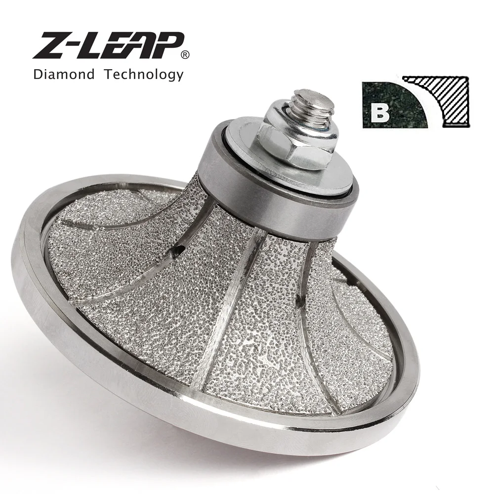 Z-LEAP Diamond Hand Profiler B Type Shape Vaccum Brazed Profile Wheel Metal Cover Router Bit for Marble Granite D85 M14 & 5/8-11