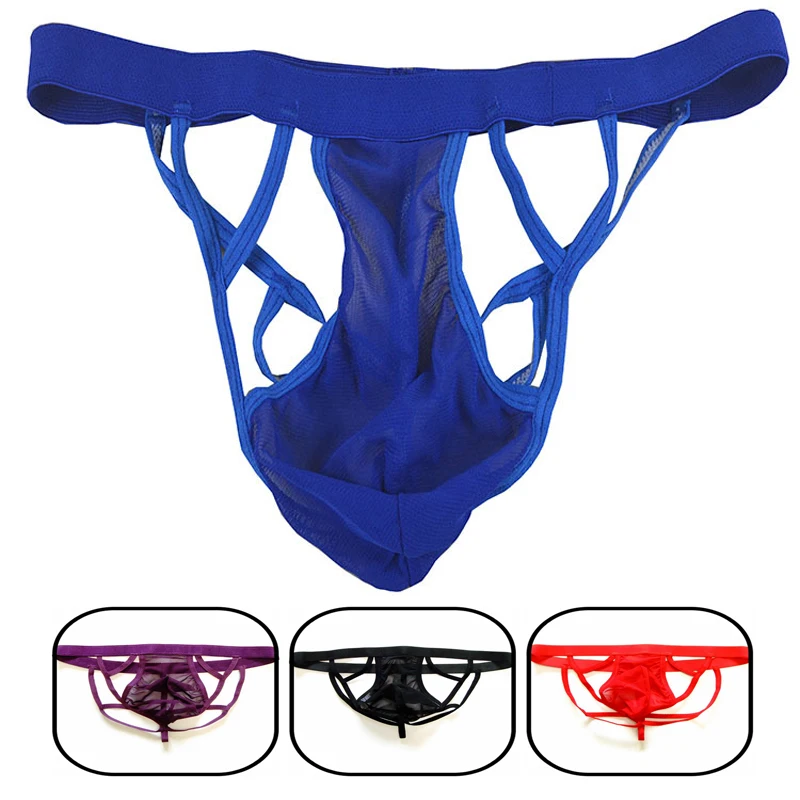 2019 Hot sell Men Tight Thong Jockstrap Underwear G String Mesh Comfortable Breathable Jock Strap Erotic Homme G-String