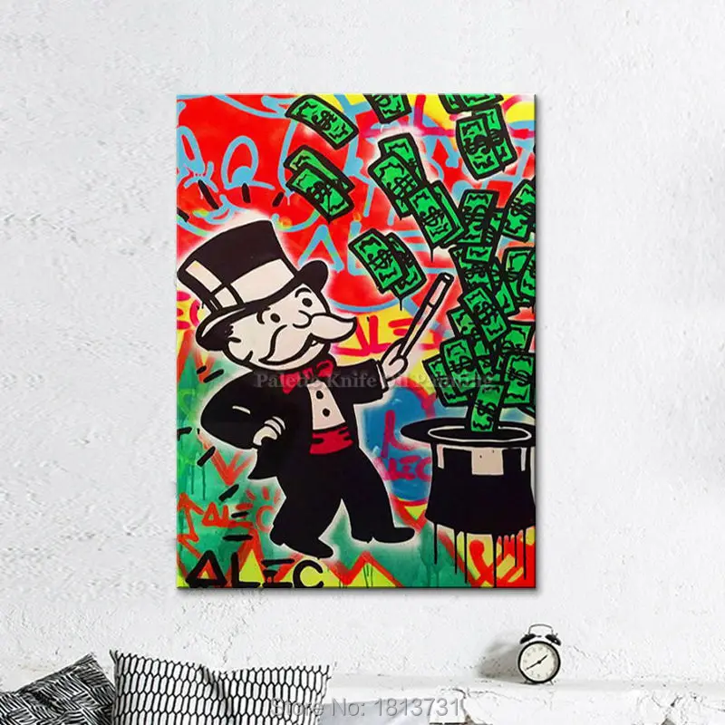 

Alec Graffiti pop art painting street art urban art money art on canvaswall pictures for living room home decor wall decoratior4