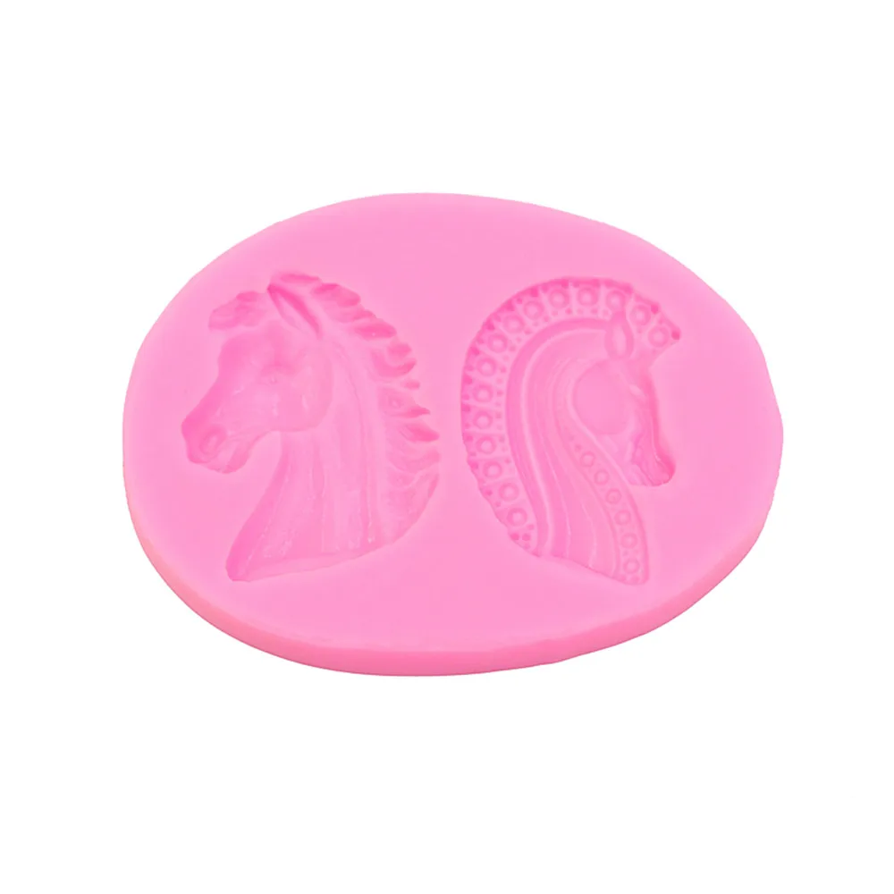 Double horse head sugar cakes soft silicone mold handmade chocolate craft mold cake dessert decoration mold DIY kitchen baking t