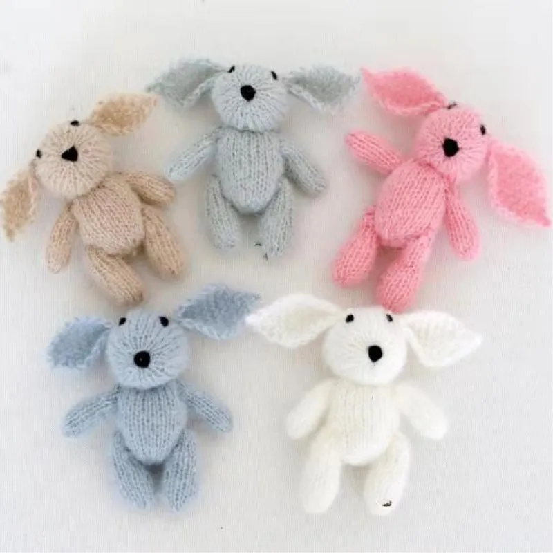 

Newborn Photography Props Stuffed Toys Knitted Mini Bunny Toy Crochet Rabbit Photo Prop Baby Shower Gift