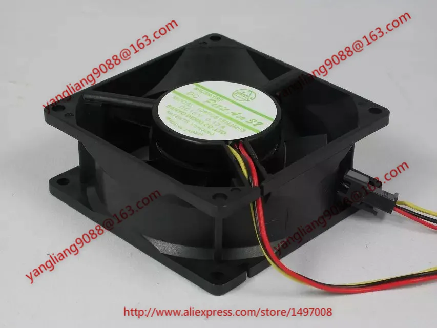 Sanyo Denki 109P0815H2M03 DC 15V 0.13A 3-Wire 80x80x32mm Server Cooling Fan