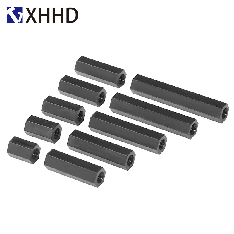 M2 M2.5 M3 M4 PCB Spacer Nylon Black Hex Female Standoff Nylon Double Pass Plastic Hexagon Thread PCB Motherboard Spacer