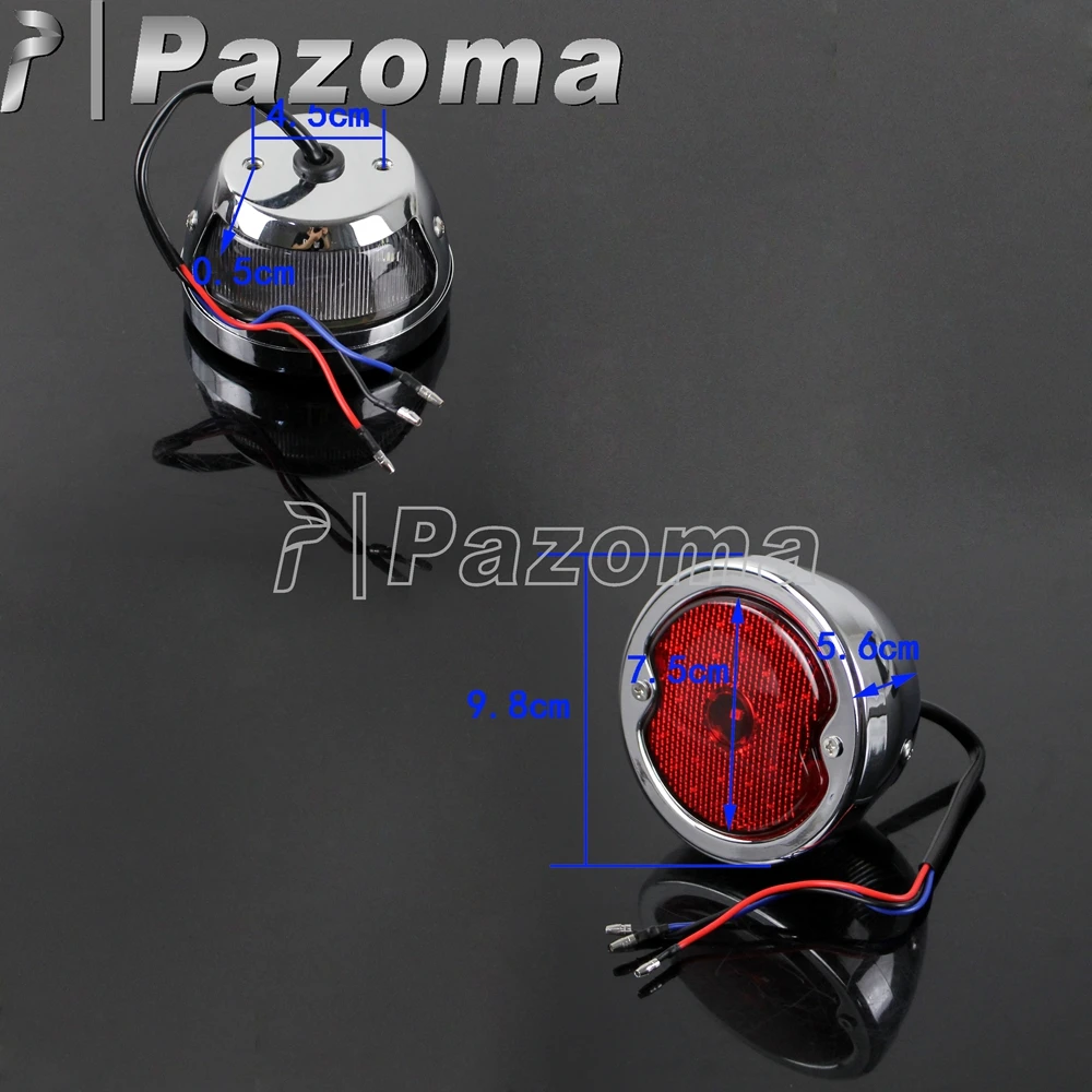 Chrome Motorcycles Red LED Tail Light Motorbike Rear Brake Lamp License Number Plate Light For Cafe Racer Chopper Scrambler