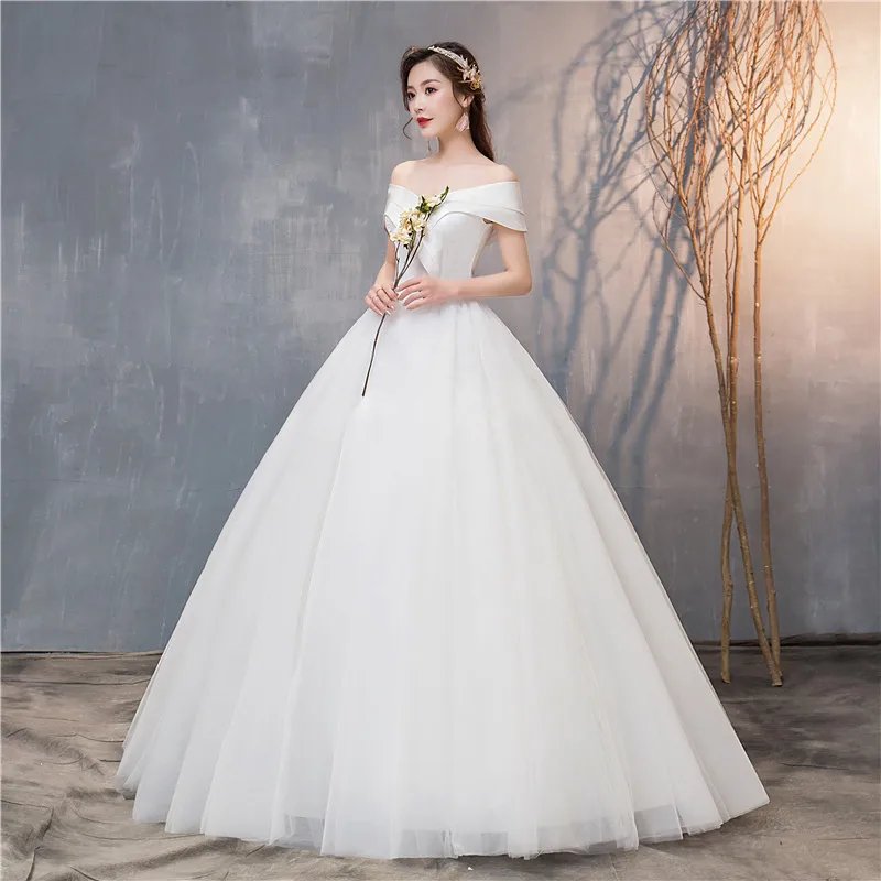 Hochzeit Kleid 2024, Neue Sexy V-ausschnitt Spitze Up Ballkleid Weg Von Der Schulter Einfache Brautkleider Vestido De Noiva Angepasst