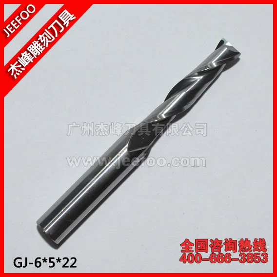 6*5*22mm Two Flutes Spiral Tools, Carving Tool Bits, Engraving Tool Cutters,End Mill Cutters for CNC Router Machine