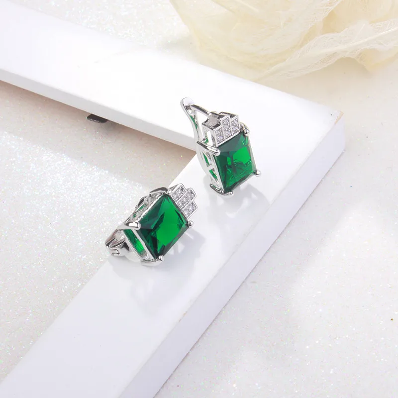 CC Jewelry Fashion Jewelry Set For Women Sterling Jewelry Green Stone CZ Wedding Sets Earring Necklace Ring CCAS119