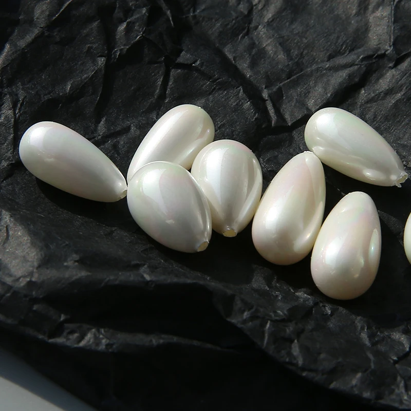 9-20MM 20Pcs Water Drop White Imitation Shell Pearl Earrings Charms Ear Pendants Jewelry Findings Accessories Jewellery Fittings