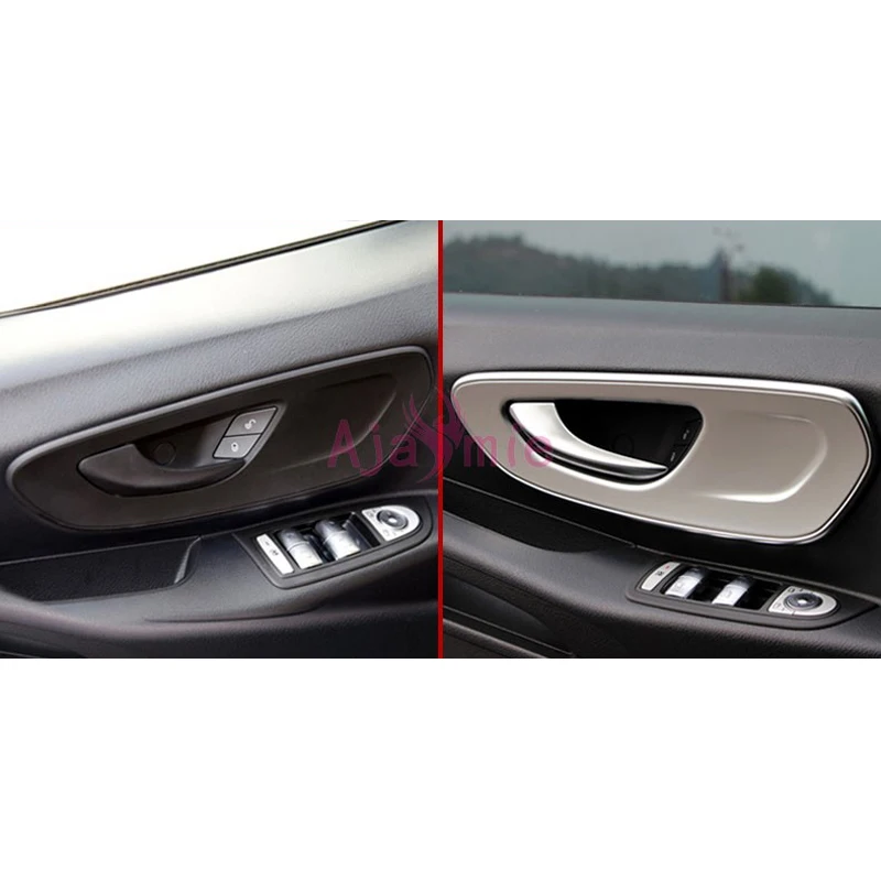 Chrome Interior Door Handle Bowl Insert Trim Frame Overlay Panel 2014-2017 For Mercedes-Benz Vito W447 Accessories