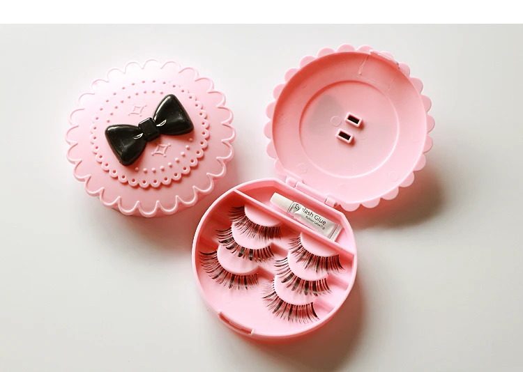 1PC New Cute Bow False Eyelashes Eye Lashes Acrylic Storage Box Makeup Cosmetic Mirror Case Organizer OK 0560