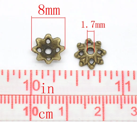 DoreenBeads DIY Making Earrings Jewelry Beads Caps Flower Antique Bronze Color Findings（Fits 14mm-15mm Beads) 8mm x 3mm,150PCs