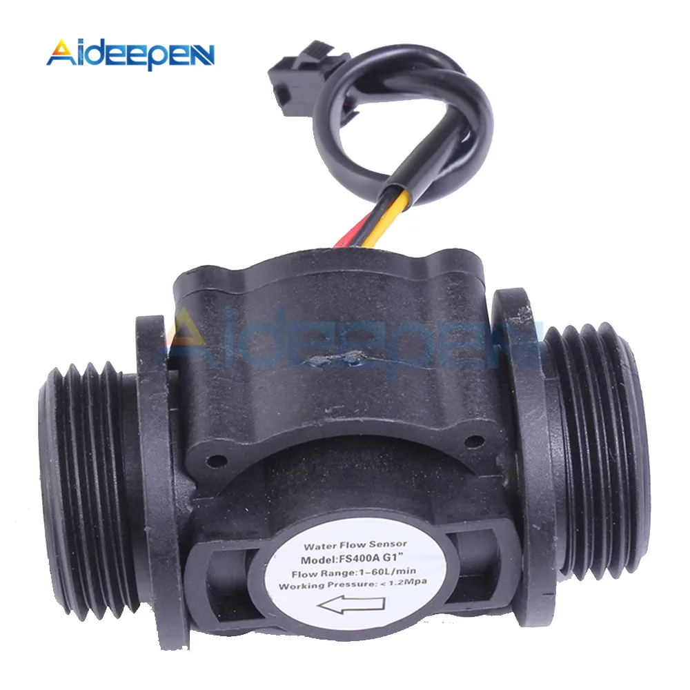 DN25 Water Level Sensor Switch Liquid Flow Meter Counter Vertical/Horizontal Hall Flow sensor FS400A G1'' DC 5-24V 1-60L/min